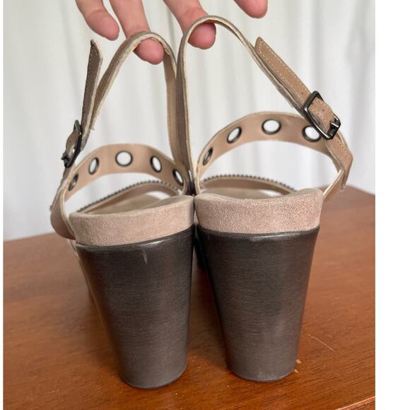 Jeannot Wedge Heel Platform Sandals Tan Leather Women's Size 39 / 8.5 - Picture 5 of 6